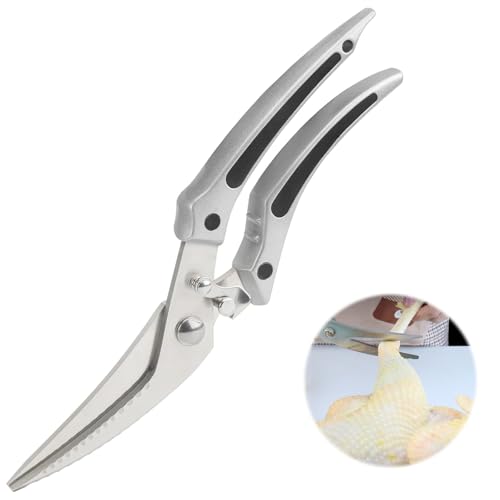 Jlnmmn Tijeras Cocina, Arcos Cocina, Multifunción, Profesionales, para Pollo, Hueso, Carne, 25 cm, Acero Inoxidable, Plateado