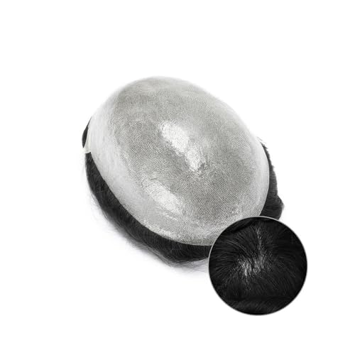 Toupet pour hommes en cheveux humains 8x10 châtain foncé avec base en peau fine 0.06mm - 4