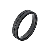 BWDHJLEY Anillo de boda para hombre, color negro, anillo de compromiso de acero de titanio mate, ajuste cómodo, T 1/2, Titanio, Sin piedra preciosa
