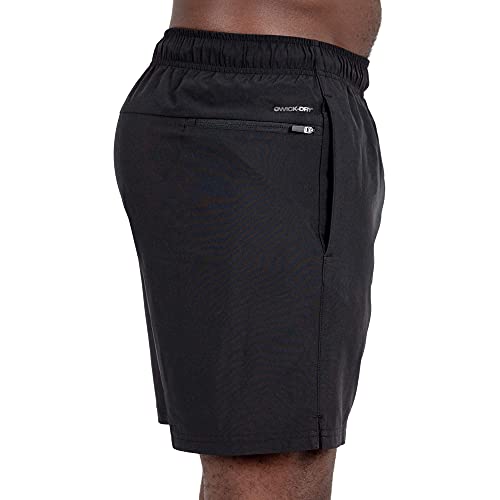 Layer 8 Men’s Shorts Two Pack All Purpose 7 and 9 Inch Woven Stretch Athletic Training Shorts with Pockets and Zip Pocket (Small Black/Navy 7 Inch 2 Pack)
