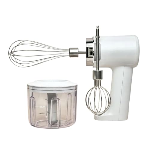 Batidor eléctrico 3 en 1, batidor de mano inalámbrico, mini picador de cebolla con 3 modos de velocidad, batidor de mano recargable para batir y picar