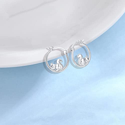Squirrel Earring 925 Sterling Silver Animal Earrings For Women Hypoallergenic Cute Squirrel Hoop Earrings Squirrel Jewerly Gifts For Squirrel Lovers #TOP2