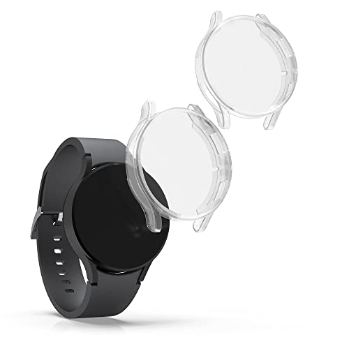 kwmobile Set 2x Custodia Smartwatch Compatibile con Samsung Galaxy Watch 4 (44mm) Cover - Case Silicone Protezione Orologio Fitness trasparente