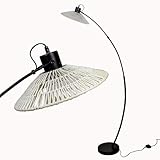 Osasy Lampe sur Pied Arc Style Naturel, Rattan Lampdadaire, Hauteur 165 cm, Rotation 360°...