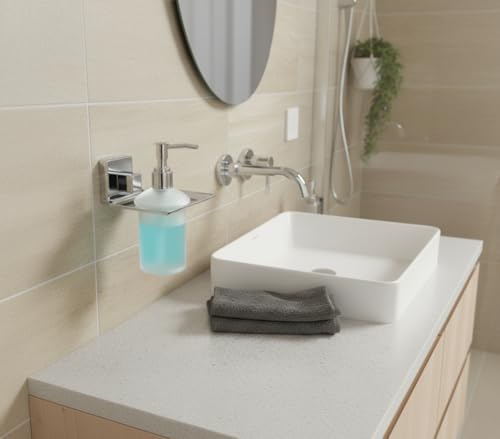 Image of Easyhome Furnish Premium Stainless Steel Wall Mounted Liquid Soap Dispenser for Bathroom & Kitchen | Rust-Proof Chrome Finish Soap Pump with Level Indicator Window | Heavy Duty Dispenser (E L-2610CH)
