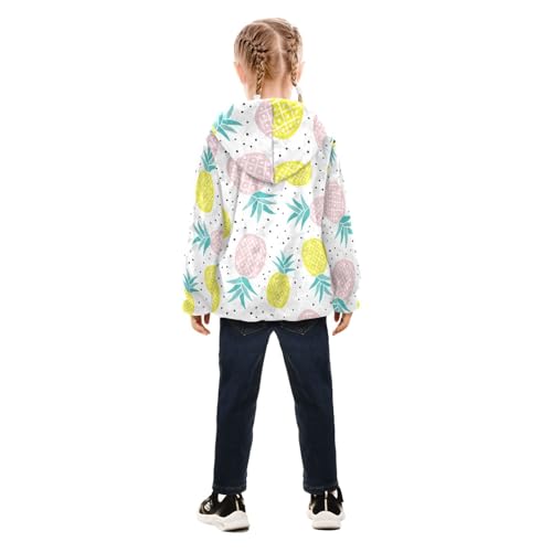 OTVEE Yellow Pink Pineapples Fruits Kids Hoodie Jacket Fall Spring Full Zip Warm Outwear Coat4
