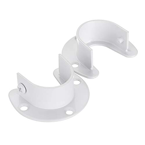 Ownmy 6 Packs Closet Rod End Supports Curtain Flange Rod Holder 1-1/4" Diameter, U Shaped Stainless Steel Closet Pole Sockets Opening Flange Rod Bracket For Closet Shelf Wardrobe Shower Curtain, White #TOP3