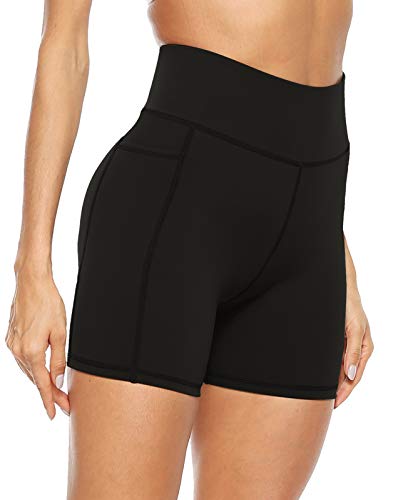 AFITNE Women's High Waist Biker Shorts with Pockets, Tummy Control Athletic Workout Running Yoga Shorts