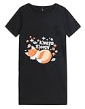 Hupohoi Big Girls' Summer Short Sleeve Nightgown Cute Sleepy Fox and Star Moon Patterns Sleepshirt 2PCS Nighty Sleep Dress, Sleepy Fox, 16(US 13-15 Years)