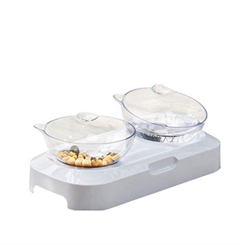 PowerZJS - Cuenco para mascotas de 15 grados inclinado para gatos y perros, protector de cuello y espalda, forma de oreja de gato, adecuado para gatos y perros