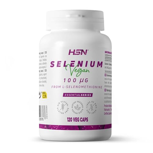 HSN Selenio 100mcg (L-Seleniometionina) | 120 Cápsulas Vegetales | Suministro 4 Meses | Alta Biodisponibilidad | No-GMO, Vegano, Sin Gluten