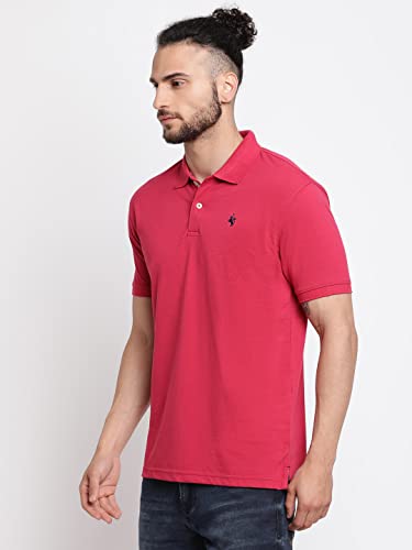 Image of Cantabil Men's Cotton Blend Solid Polo Neck T-Shirt (Regular Fit)