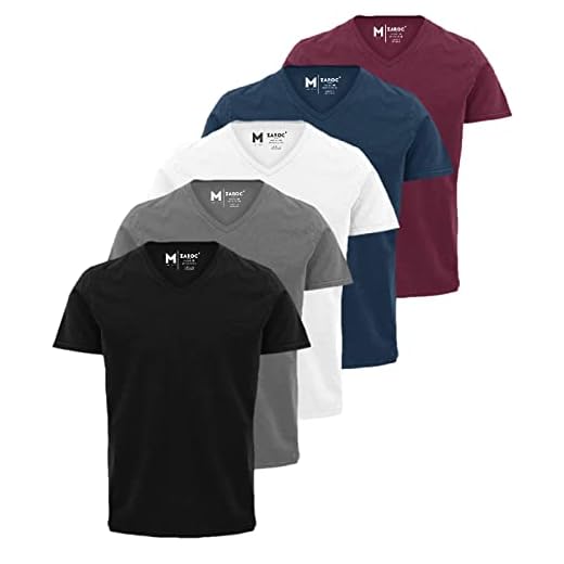 Kit 5 Camisetas Masculinas Slim Gola V Algodão Premium (MULTICOLORIDO, G)