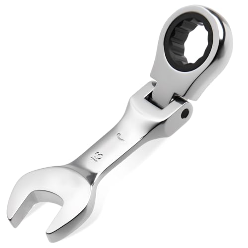Image of GOLD DEER Flex Head Stubby Ratcheting Combination Wrench 16mm 72-Teeth Ratcheting Combination Wrench Spanner CR-V Steel for Fasteners Nut Bolt, Ideal for Automotive Repair and Maintenance