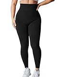 Leggings femininas sem costura, apertadas, levanta o bumbum, para treino, cintura alta, para academia, ioga, justa, emagrecedora, Preto, M
