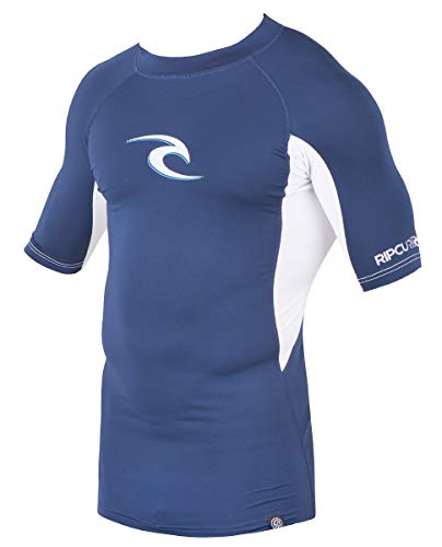 Rip Curl Wave Short Sleeve Rash Guard, Navy, L
