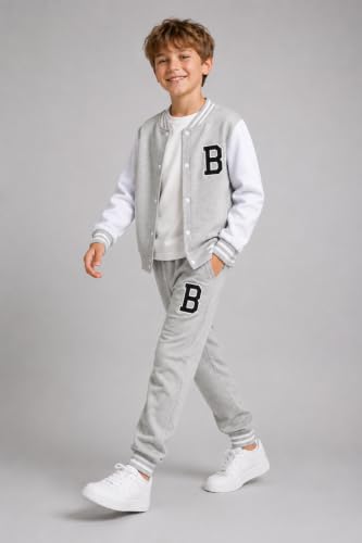 Image of Cakaner Boys Color Block Button Down Shirt and Jogger Pants Button Up Sweatsuits Sets (Size: 5-12T)