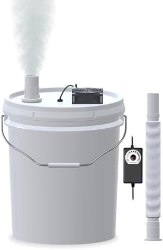 best humidifier for small greenhouse that will surprise you 6 19L Large Capacity DIY Humidifier Kit - for Plants, Mushrooms, Grow Tents, Terrarium | Turns a 5 Gallon Bucket into Cool Mist Humidifier, Extendable Hose, High Output, Long Runtime (1 Fogger Kit)