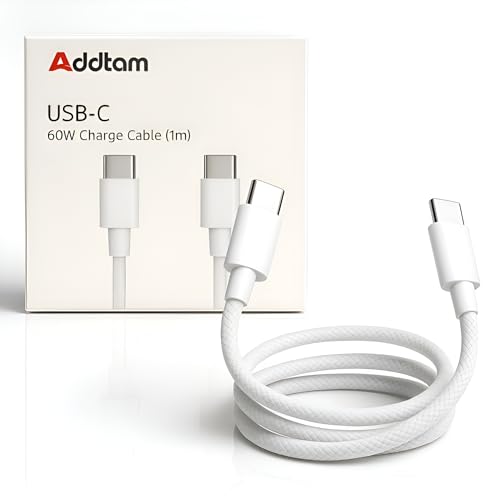 Image of Addtam 60W Type C to C 3.3 Ft High Speed Fast Charging Cable Compatible with 17 /Pro Max /Air /16 /16e /Max /15 Plus /Galaxy Z Fold 7 /6 & Other USB Type C Devices