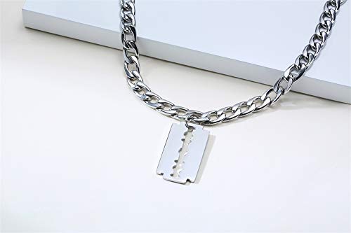 Hisatan Hip Hop Jewelry Punk Rock Biker Stainless Steel Razor Blade Pendant Necklace for Men with 20 Chain4