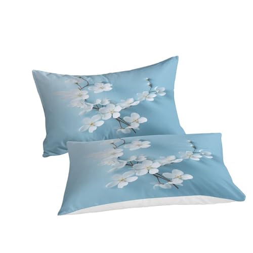 Housse de couette microfibre 220x240 parure de lit King fleurs blanches 3D IOFEER draps ados - 6