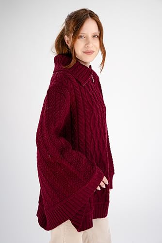 Image of SAOL Ireland Ladies 100% Merino Wool Cowl Neck Zipper Poncho
