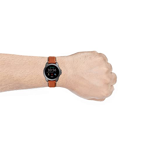 Fossil 44Mm Gen 5E Stainless Steel And Leather Touchscreen Smart Watch, Color: Smoke, Brown (Model: Ftw4055V) #TOP3