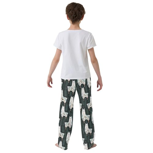 Lovely Floral Llamas Boys Long Pants Soft Trousers Elastic Waist Kids Lounge Bottoms with Pockets S-XL3