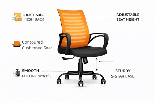 Image of Ergonomic 360 Swivel Office Chair for Home & Office Work with Back Support |Tilting & Height Adjustable Mechanism | Revolving Computer Chair for Home Study Use | Gaming Style Boss Chair