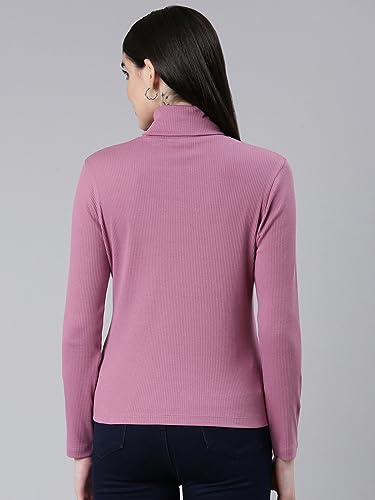 Image of TWIN BIRDS Women Cotton Turtle Neck Ribbed Tee | Full Sleeve Winter Top