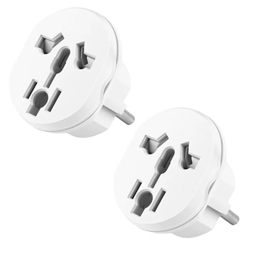 Adaptador De Enchufe Universal para Viajes EU, 2 Piezas Blanco, Convertidor De Corriente Internacional16A 250V, A daptador de Viaje Enchufe para Europa USA Francia Alemania España Austria