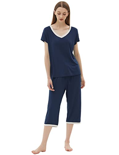 Image of Joyaria Cooling Pajamas Bamboo Viscose Lightweight PJs Set Women Wicking Sleepwear for Night Sweat S-XXL