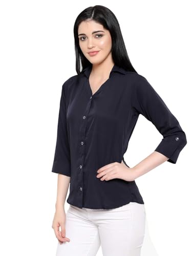 Image of Leriya Fashion Women Crepe Solid Regular Fit Long Tops Oversized Shirt