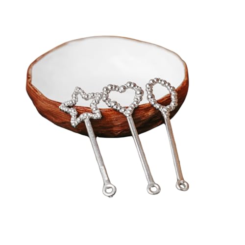 Handmade Pewter Decorative Bubble Wands - Heart Star Circle Bubble Wands - Wedding and Birthday Favors