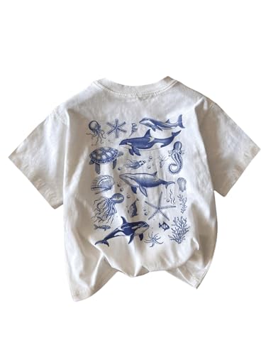 Girl's Cute Letter Graphic Oversized T Shirts Short Sleeve Drop Shoulder Shirts Loose Tee Summer Tops