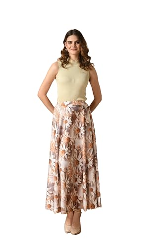 Image of VAGISHA Printed Casual Long Western Skirts for Women's & Girls |Stretchy Flared Maxi Skirt|Elastic Waist Skirts|Western Ethnic Skirts