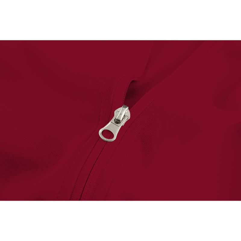 Męski dres na co dzień, kontrastowe paski, zamek błyskawiczny, spodnie sportowe, spodnie do biegania, na siłownię, odzież sportowa, 2-częściowy, z kieszeniami na zamek błyskawiczny, Czerwony, S