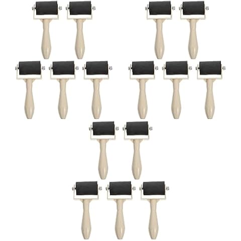 MAGICLULU Relief Printing Brayers 15Pcs Rubber Printmaking Roller Plastic Brayer Rollers Printmaking Brayer Brush Versatile Rubber Rollers for Crafting Art DIY Cover