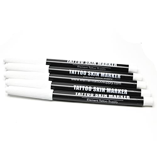 Element Tattoo Supply - Tattoo Stencil Skin Markers - For Drawing On Skin Before Tattoo - Color Purple Ink Stencil Pen Bold Tip (5-Pack) #TOP5