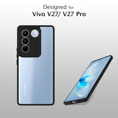 Image of KAPAVER Hybrid Series Back Cover Case Compatible with Vivo V27 / V27 Pro (PC+TPU) (Black)