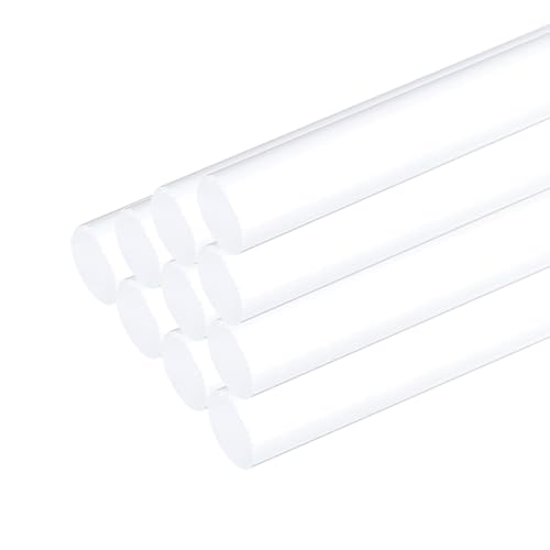 MECCANIXITY 10pcs Acrylic Round Rods 3/8" x 12" Clear Acrylic Dowel Rods Sticks Plastic Sticks Strip for DIY Crafts Lighting Gardening Decorations - 10mm x 300mm