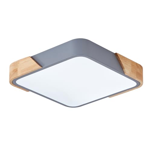 LED Ceiling Light, 11.81 inch Modern Wood Grey Finish Flush