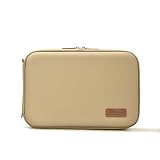 HONG DIAN 20 Slots Fountain Pen Case Organizer, Waterproof Hard Shell PU Pen Holder, Anti-Scratch & Shockproof Large Capacity Storage Bag (Sandstone Brown)