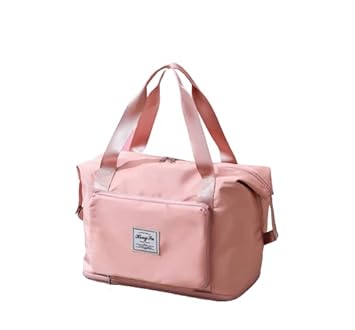 MOMISY Expandable Duffel Sports Tote Gym Shoulder Hand Bag for Women Travel Workout (Pink)