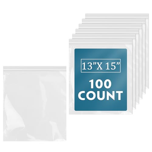 iMailer 100 Count - 13" x 15" Clear Reclosable Zip Plastic Poly Bags