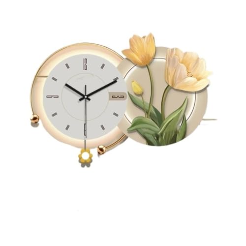 Mural moderne salon minimaliste avec horloge murale fleur