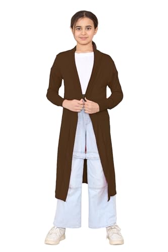 Image of Loxdonz Kids Long Open Front Cardigan Coverup Boyfriend Cardigan Sweater for Girl's Beach Cover ups Kimono Maxi Duster