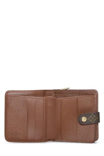 Pre-Loved Monogram Canvas Compact Zip Wallet, Brown4