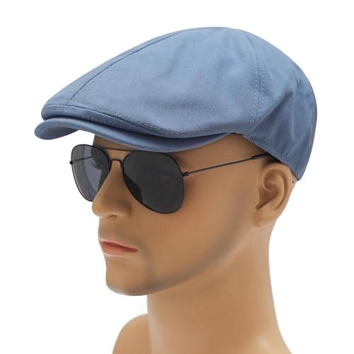Image of ZLYC Men Cotton Flat Cap Summer Scally Ivy Gatsby Newsboy Beret Driver Cabbie Hunting Hat