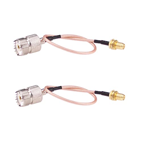 Câble coaxial UHF femelle vers SMA femelle RG316 de 20,3 cm pour radio portative | Lot de 2